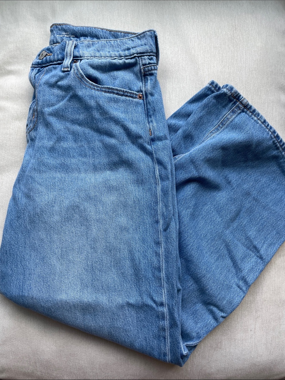 Old Navy Womens Drapey Medium Blue Denim Baggy Wide Leg Jeans
